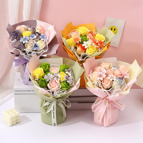 Regalo Del Día De La Madre, Ramo De Flores De Jabón, Rosa