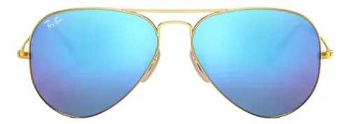 Óculos De Sol Aviador Metal Uv400 Estilo Clássico Azul/espelhado Azul Dourado G - 63mm