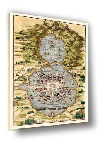 Cuadro Canvas Bastidor Mapa México Tenochtitlán 1565 100x65