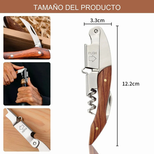 Sacacorchos Profesional Acero Inox Descorchador Botella Vino