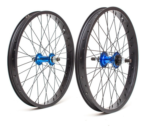 2 Llantas Armadas ¡aros Reforzados + Mazas Pro Bmx Azules!