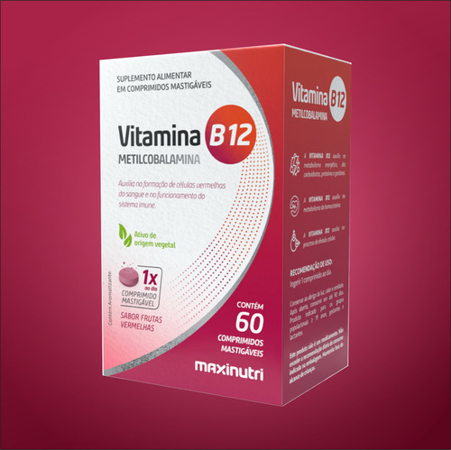 Vitamina B12 Metilcobalamina 60 Comp Mastigáveis Maxinutri