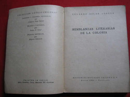 Semblanzas Literarias De La Colonia Eduardo Solar Correa 