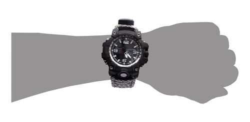 Imagen 4 de 6 de Reloj Paracord Negro Rojo Lcd 12 Dígitos Mc-010 Mendoza