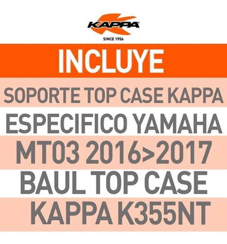 Baul Top Case 35 Litros Yamaha Mt 03 2017 Kappa Italiano