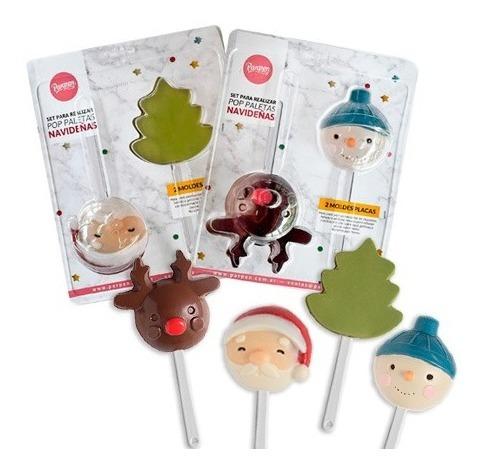 Imagen 8 de 9 de Set De 2 Moldes Placas Pops Paletas Navideñas Parpen