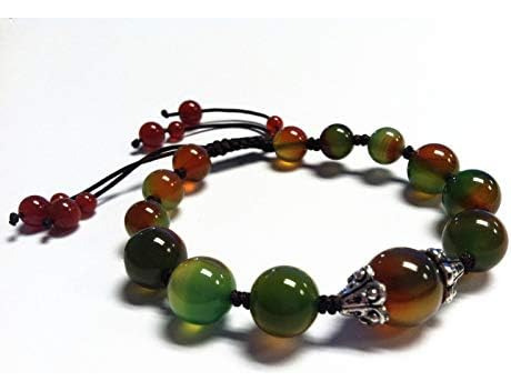 Hermosa Pulsera Hecha A Mano Con Cuentas De Ágata De Pavo Re
