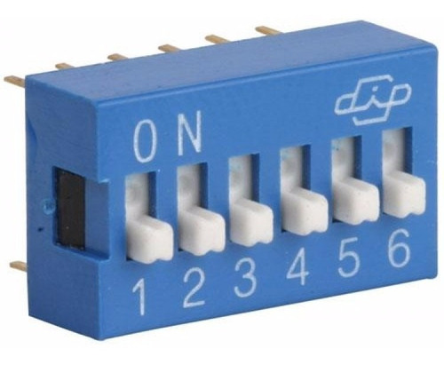 Dip Switch 6 Interruptores Azul (5 Piezas)