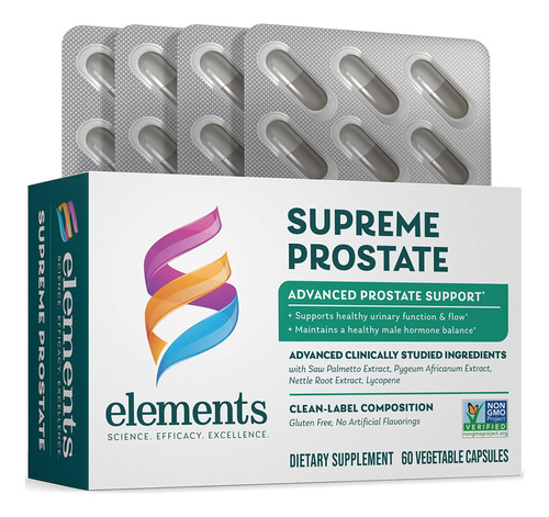 Elements Supreme Prostate, 60 Capsulas (suministro Para 30 D