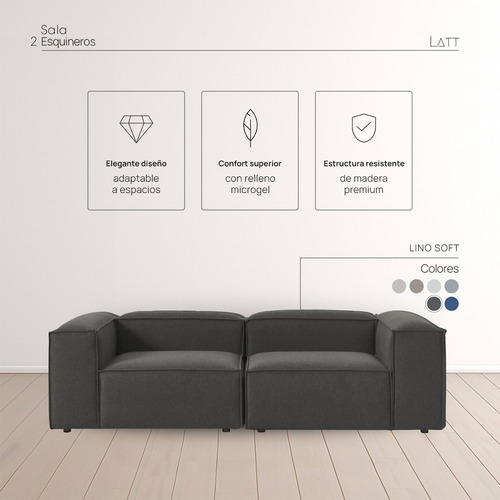 Sala Modular Loveseat Sillón Latt Moderna Lino Soft Minimali