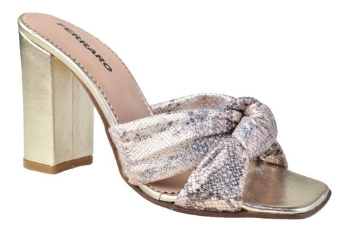 Zuecos Sandalias Taco Alto De Mujer De Cuero Knot - Ferraro