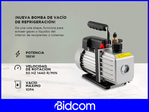 Bomba De Vacío Gadnic 90 Litros 186w Una Etapa Refrigeración