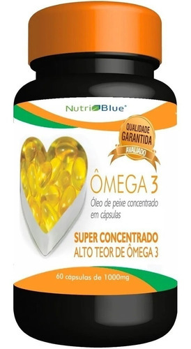 Mega 3 Óleo De Peixe 1450 Mg 60caps Nutri Blue Concentrado Sabor Sem