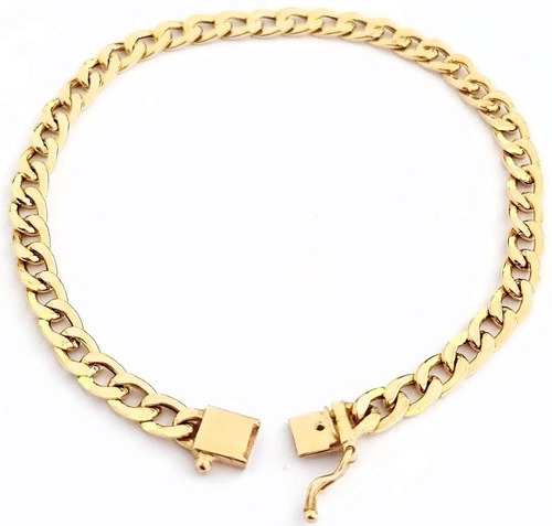 Pulseira Groumet Em Ouro 18k Masculina 22 Cm 3.2gr + Brinde