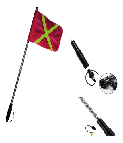 Antena Led Whip Bandera Ambar De 1.20 Minería 