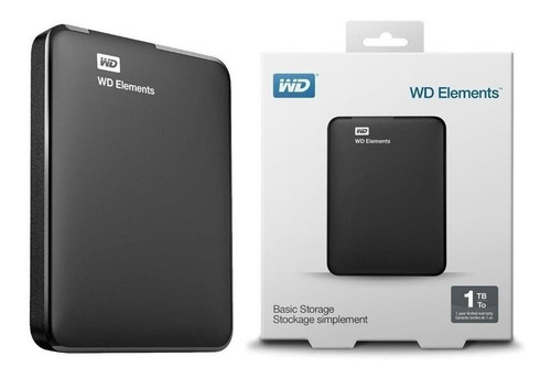 Disco duro externo Western Digital WD Elements WDBUZG0010BBK 1TB negro