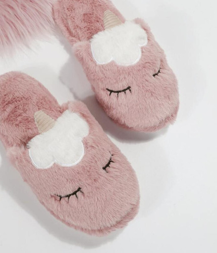 Pantuflas Mujer Unicornio Peluche