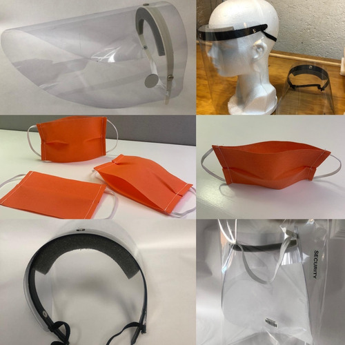 Imagen 1 de 6 de Paquete 4 Protectores Faciales Y 30 Cubrebocas Reutilizables