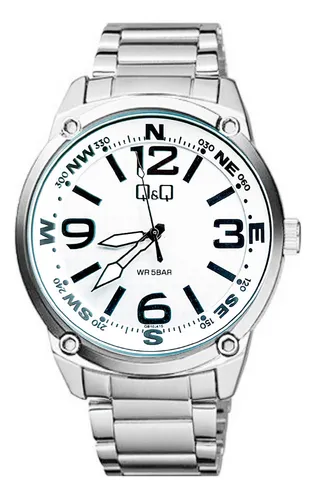 Reloj Q&q Qyq Qb10j414 Acero Hombre Plateado + Estuche