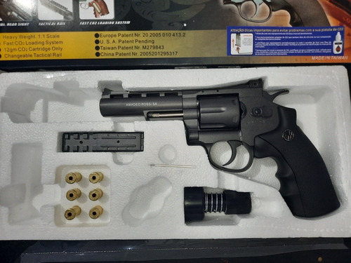 Imagem 9 de 9 de Airgun Revólver 38 4 Rossi W701 Co2 4.5mm Esfera De Metal