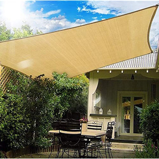 LOVE STORY Toldo Vela de Sombra HDPE Rectangular 3.5 x 5m Arena Protección UV para Terraza Camping Jardín al Aire Libre 