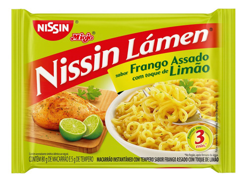 Kit Com 8 Miojo Nissin Frango Assado Com Toque De Limão 85g