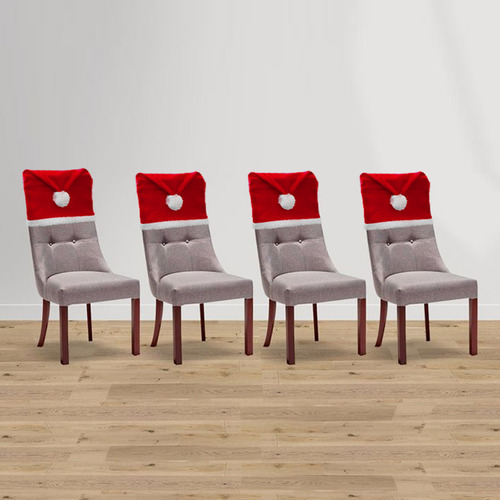 Kit 4 Fundas Gorrito Para Silla+mantel De Mesa Estilo Navidd