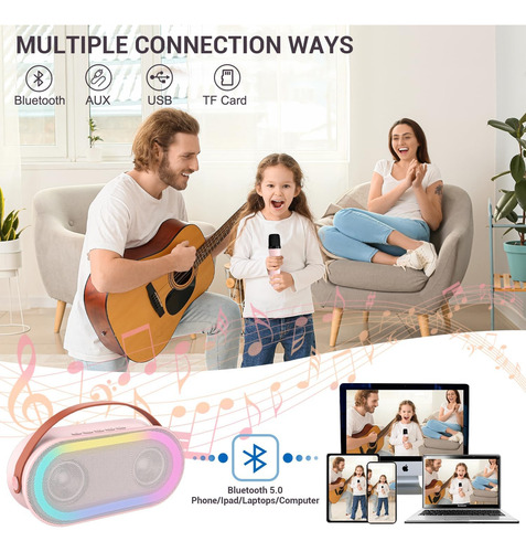 Mini Máquina De Karaoke Para Niños Con 2 Micrófonos Inalámbr