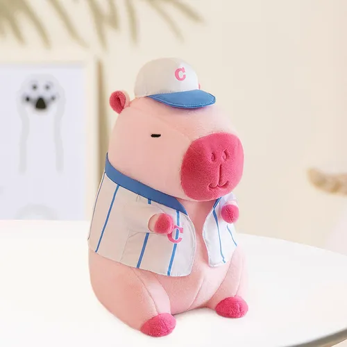 Yn Peluche De Capibara Realista Para Decorar 33cm Ropa Rosa