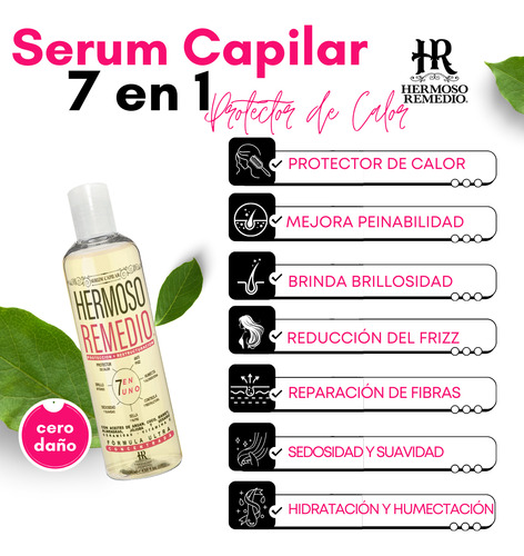 3 Serum Capilar Oleo Termo Protector Con Aceite Argán 7 En 1