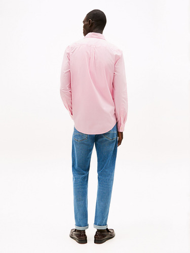 Camisa Th Flex Solid Regular Fit Rosado Tommy Hilfiger