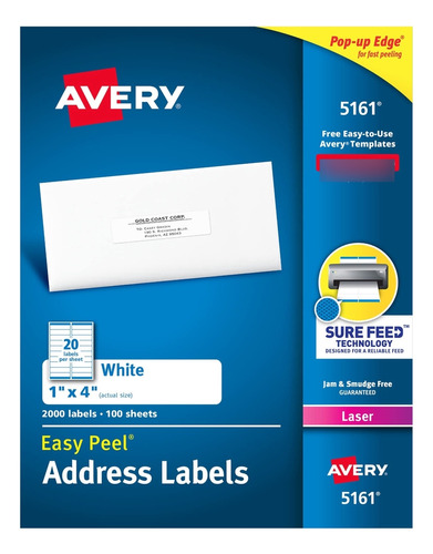 Avry Etiqueta Easy Peel Para Impresora Laser 1 X 4  Caja