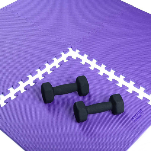 Pack X4 Piso Goma Eva Encastrable + Bordes 50x50cm 10mm Gym