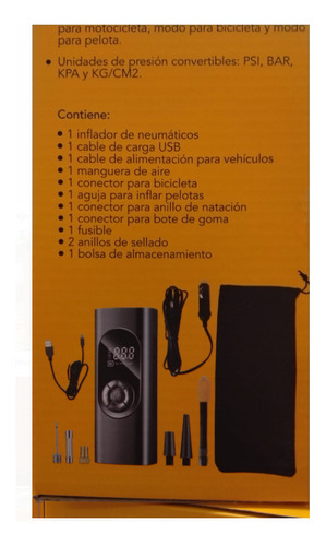 Inflador De Llantas Portatil Pantalla Digital Krause Msi Color Negro