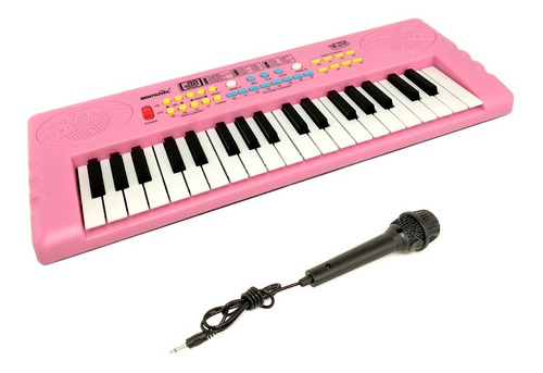 Imagen 2 de 10 de Teclado Órgano Music Rosa Micrófono 37teclas 8tonos Bd37172r