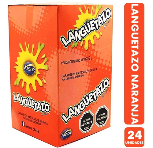 Caramelo Langüetazo Naranja (caja Con 24 Unidades)