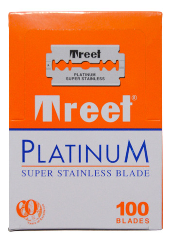 100 Navajas De Afeitar Treet Platinum Doble Filo Barberia Color Gris