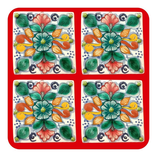 Imagen 2 de 2 de Set 10 Azulejos De Talavera Poblana 10x10 Cm Envío Hoy! Zlj
