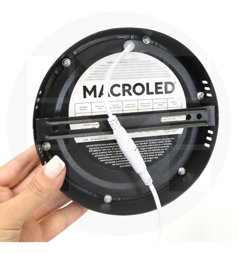 Imagen 4 de 10 de Panel Led Plafon Circular 12w=80w 1080l Marco Negro Macroled