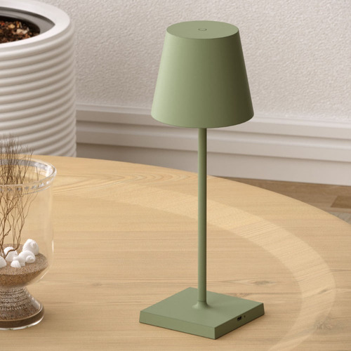 Luminária De Mesa Tina Interlight Abajur Sem Fio Verde Sálvi Cúpula Verde salvia