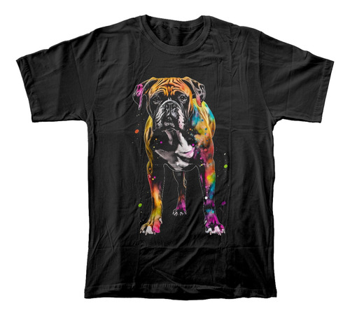 Camiseta Algodón Peinado Con Estampado De Perro Raza Bóxer