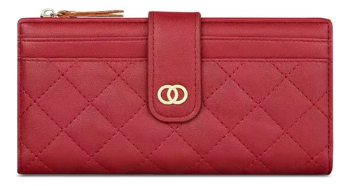 Cartera Larga De Cuero Para Mujer Rosa Negro Rojo Marron