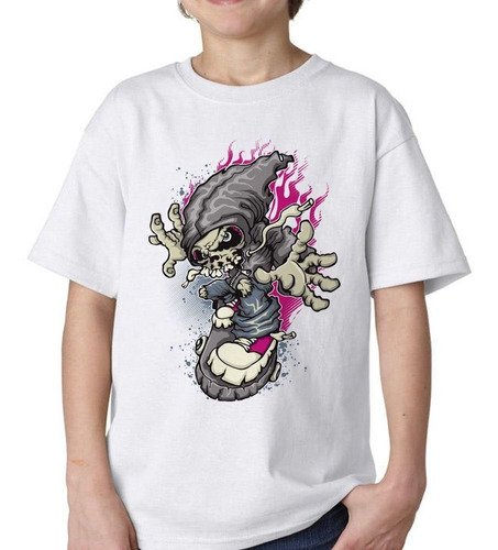 Remera De Niño Skull Skateboarding Calavera En Skate