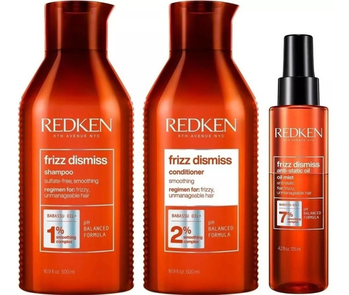 Shampoo 500ml + Condition 500ml + Sérum Redken Frizz Dismiss