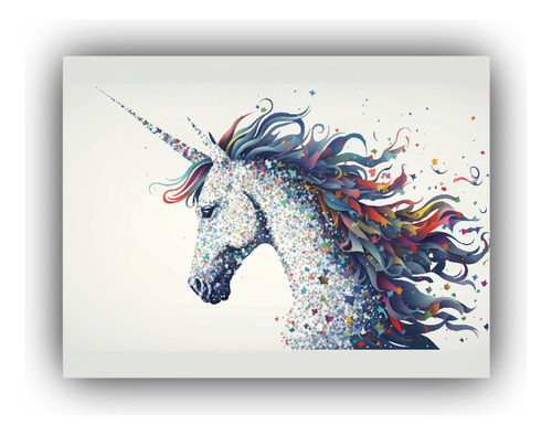 Arte De Pared Hermoso Unicornios Infantiles 65x50cm