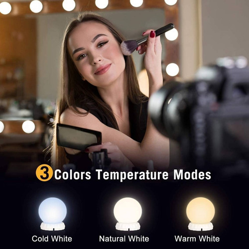 Imagen 5 de 10 de Luces Led Regulable Usb 3 Blancos Make Up Espejo Maquillaje