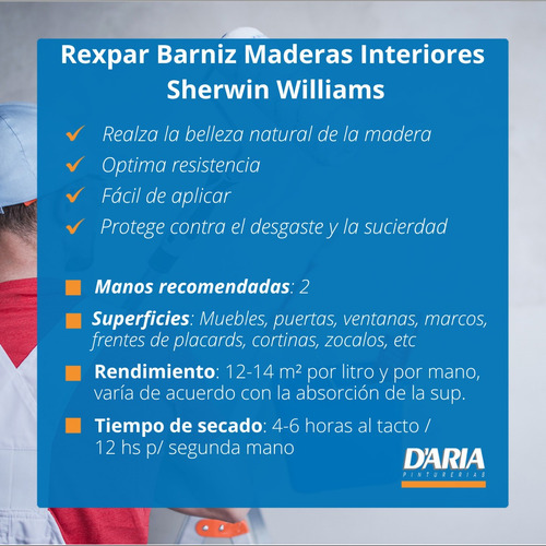 Barniz Interior 4 Litros Rexpar Satinado Sherwin Williams