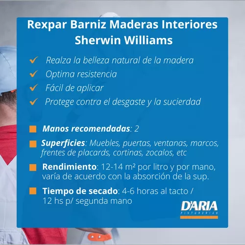 Rexpar Barniz para maderas exteriores Satinado 4 lts