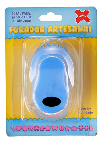 Furador Scrapbook Eva Oval Liso 2,4cm X 1,6cm Cor Azul