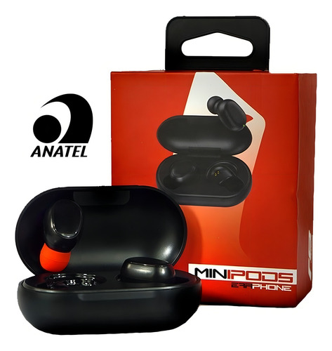 Fone De Ouvido Bluetooth Sem Fio In-ear Minipods Jr8 Preto Cor da luz Vermelho